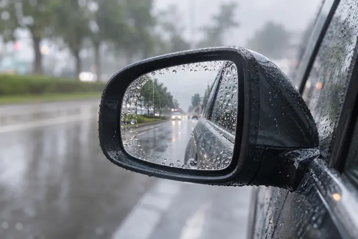 빗물이 맺힌 사이드미러